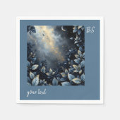 Elegante Midnight Blue en Gold Forest bruiloft Servet (Voorkant)