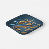 Elegante Midnight Blue & Gold Gestreepte 21e Verja Papieren Bordje (Gebogen)