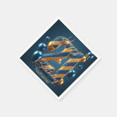 Elegante Midnight Blue & Gold Gestreepte 21e Verja Servet (Hoek)