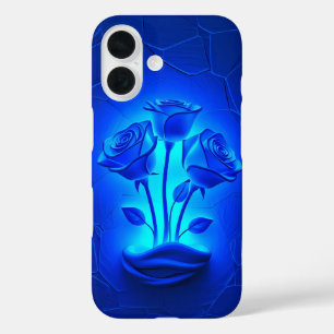Elegante Midnight Blue Rozen Hoesje-Mate iPhone Ca 16 Hoesje