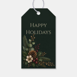 Elegante Midnight Evergreen Zalige Feestdagen Bota Cadeaulabel
