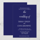 Elegante Midnight Navy Blue Wedding Kaart (Voorkant / Achterkant)