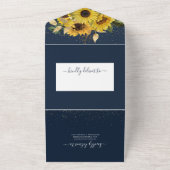 Elegante Midnight Sunflower Navy bruiloft All In One Uitnodiging (Buitenkant)