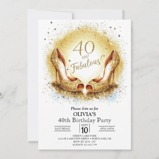 Elegante mijlpaal digitaal goud 40e verjaardag kaart (Voorkant)