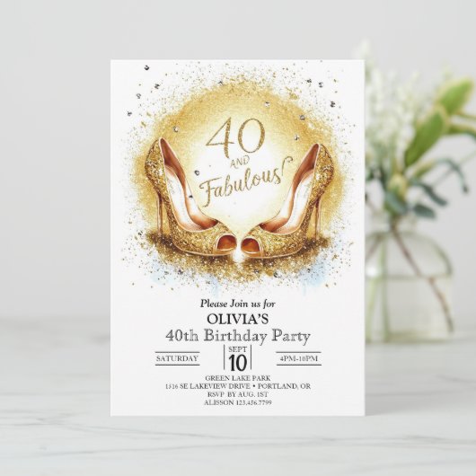 Elegante mijlpaal digitaal goud 40e verjaardag kaart (Staand voorkant)