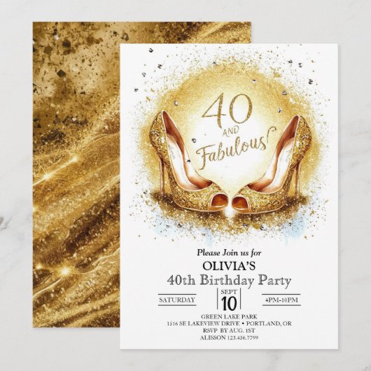 Elegante mijlpaal digitaal goud 40e verjaardag kaart (Voorkant / Achterkant)