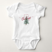 Elegante Mijn Eerste Kerstboom Script Typografie Romper (Voorkant)