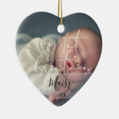 Elegante Mijn Eerste Kerstmis 2 Foto Keramisch Ornament (Rechts)