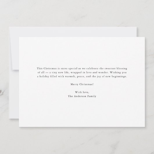 Elegante Mijn Eerste Kerstmis Baby Foto Aankondigi Kaart (Achterkant)