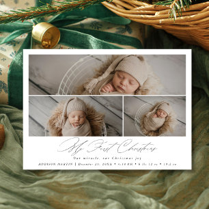 Elegante Mijn Eerste Kerstmis Baby Foto Aankondigi Kaart