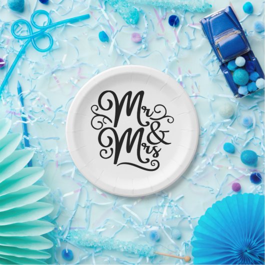 Elegante Mijnheer & Mevrouw Trouwen Net Getrouwd Z Papieren Bordje (Feest)