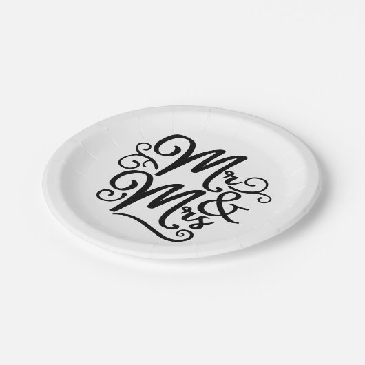 Elegante Mijnheer & Mevrouw Trouwen Net Getrouwd Z Papieren Bordje (Gekanteld)