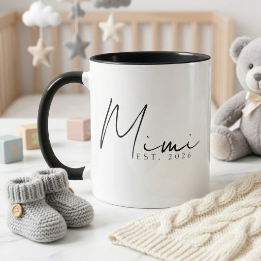 Elegante Mimi Oprichtingsjaar Minimal Script Desig Mok