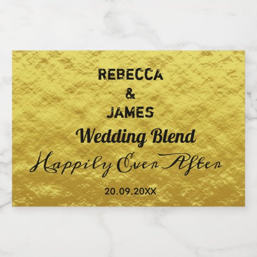 Elegante Mini Goud & Zwart Bruiloft Mousserende Wi Sparkling Wijnetiket (Enkel label)