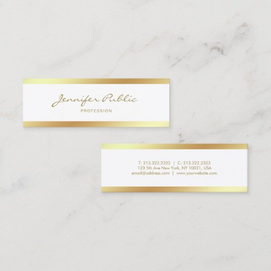 Elegante Mini-Kalligrafie Script Goud Schoon Desig Mini Visitekaartje (Voorkant / Achterkant)