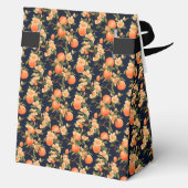 Elegante Mini Perzik Bloem en Zwart Bedankdoosjes (Achterkant)