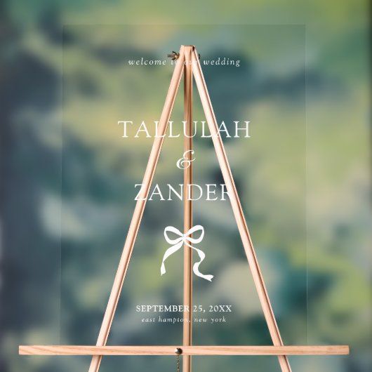 Elegante Minibow Bruiloft Welkom Acryl Bord (Neutraal)