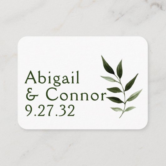 Elegante Minimaal Bladeren Groene Olijf Jager Web  Informatiekaartje (Achterkant)