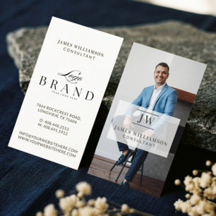 Elegante Minimaal Consulting Foto Monogram Logo Visitekaartje