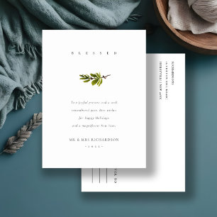 Elegante Minimaal Dennentak Kerstmis Gezegend Feestdagenkaart