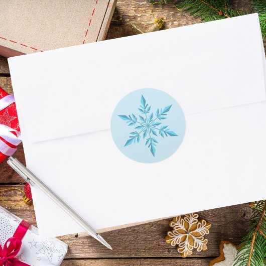 Elegante Minimaal Eenvoudig Moderne Kerstsneeuwvlo Ronde Sticker