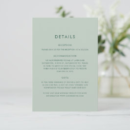Elegante Minimaal Eucalyptus Groene Huwelijk Informatiekaartje