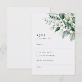 Elegante Minimaal Eucalyptus Groene Huwelijk RSVP Kaartje