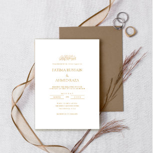 Elegante Minimaal Formeel Gouden Script Moslim Bru Kaart
