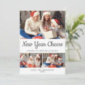 Elegante Minimaal Gelukkig Nieuwjaar Familie Foto Feestdagenkaart (Staand voorkant)