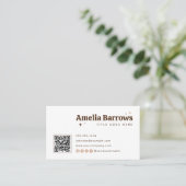 Elegante Minimaal Glitter Retro Typografie QR Code Visitekaartje (Staand voorkant)