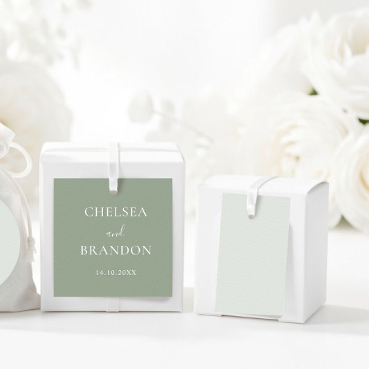 Elegante Minimaal Landelijke Saliegroene Script Br Bedankjes Labels