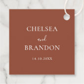 Elegante Minimaal Landelijke Terracotta Script Tro Bedankjes Labels (Achterkant)