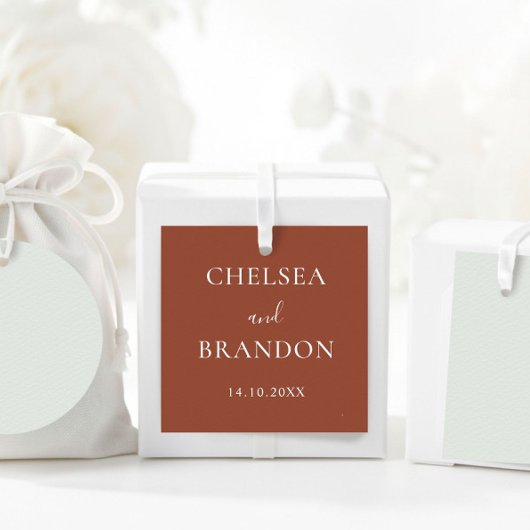 Elegante Minimaal Landelijke Terracotta Script Tro Bedankjes Labels