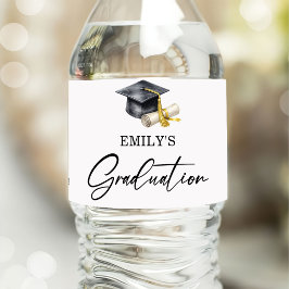 Elegante Minimaal Minimalistische Afstuderen Waterfles Etiket