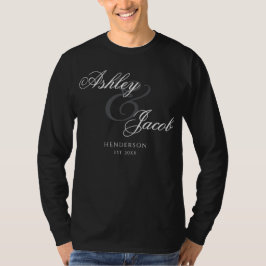 Elegante Minimaal Mr en Mrs Trouwdag T-shirt