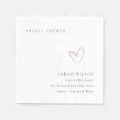 Elegante Minimaal Roze Hart Bruidsmeubelair Servet (Voorkant)