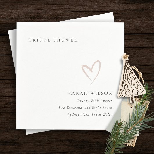 Elegante Minimaal Roze Hart Bruiloft Feest Servet