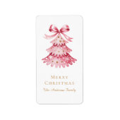 Elegante Minimaal Roze Kerstboom Typografie Etiket (Voorkant)