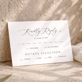 Elegante Minimaal RSVP-kaart met maaltijdkeuze Informatiekaartje