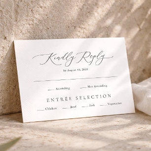 Elegante Minimaal RSVP-kaart met maaltijdkeuze Informatiekaartje