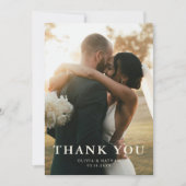 Elegante Minimaal Saliegroen Foto Bruiloft Bedankkaart (Voorkant)