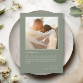 Elegante Minimaal Saliegroen Foto Bruiloft Bedankkaart