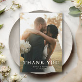 Elegante Minimaal Saliegroen Foto Bruiloft Bedankkaart