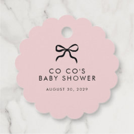 Elegante Minimaal Strik Roze Roze Baby Shower Kaar Bedankjes Labels