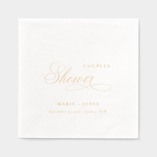 Elegante Minimaal Topografie Script Koppels Douche Folie Servetten (Voorkant)