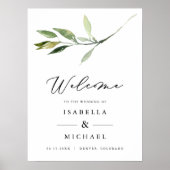 Elegante Minimaal Tuin Groene Huwelijksbegroeting Poster (Voorkant)