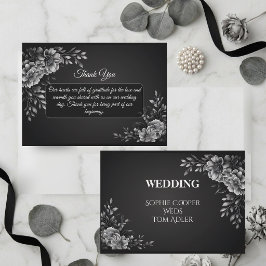 Elegante Minimaal Typografie Zwart Wit Monochroom Bedankkaart
