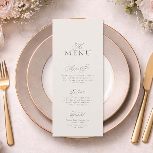 Elegante Minimaal Verticale Huwelijksmenu Kaart