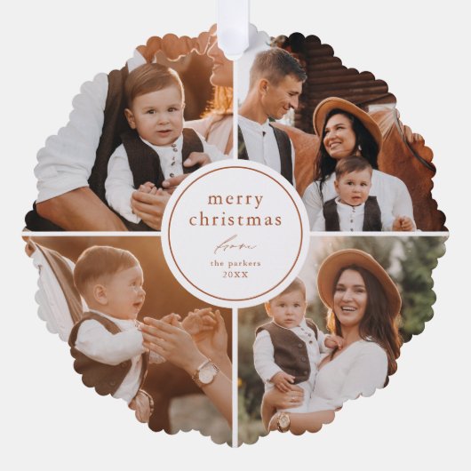 Elegante Minimaal Vrolijk Kerst Foto Collage Ornament Kaart (Voorkant)