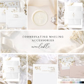 Elegante Minimaal Witte en Gouden Bruiloft Save The Date